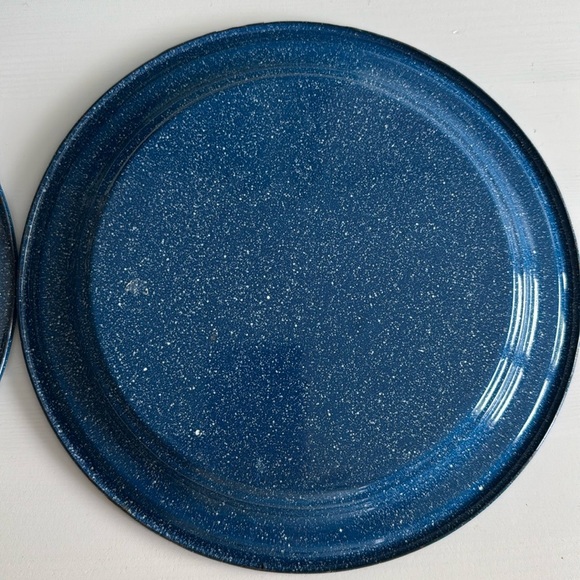 Bundle Blue Speckled Enamelware Dinner Plates (2) and A Soup Bowl Cinso & Tres - Picture 9 of 10